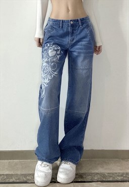 Miillow low-rise printed wash jeans
