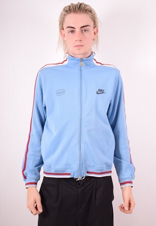 NIKE MENS VINTAGE TRACKSUIT TOP JACKET SMALL BLUE 90S