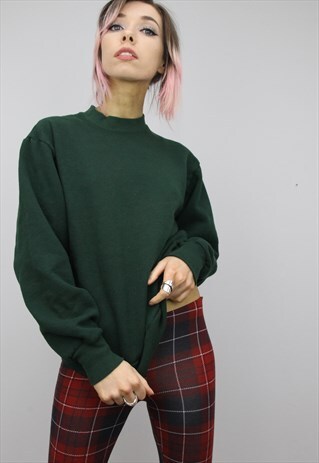 VINTAGE RETRO 90S OVERSIZED PLAIN GREEN SWEATER SWEATSHIRT