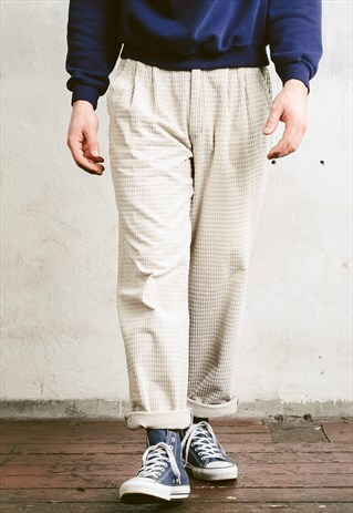 VINTAGE 80S OFF-WHITE CORDUROY PANTS