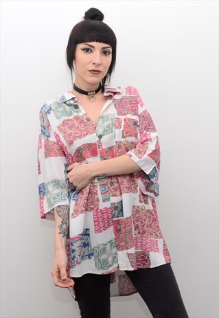 VINTAGE 90'S INDIE ABSTRACT PATTERNED SUMMER SHIRT
