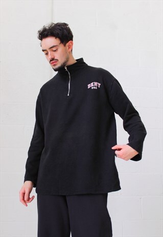 VINTAGE DKNY 1/4 ZIP SWEATSHIRT IN BLACK