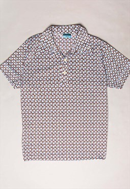 Geometric patterned regular fit polo shirt 