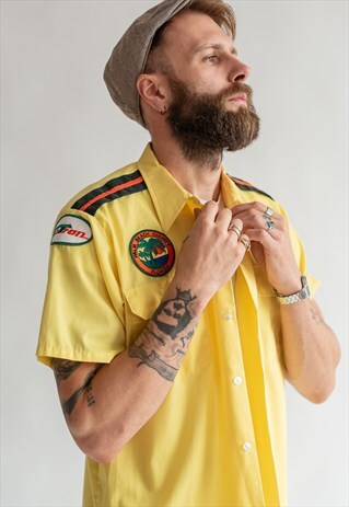 VINTAGE 80S BEACH SHIRT IN YELLOW