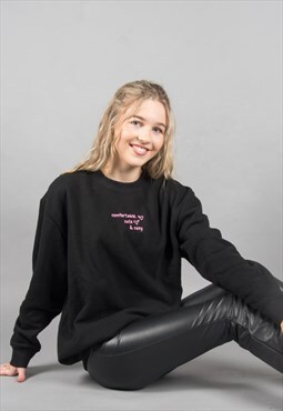 Cosy, Cute and Comfortable Embroidered Black Sweatshirt