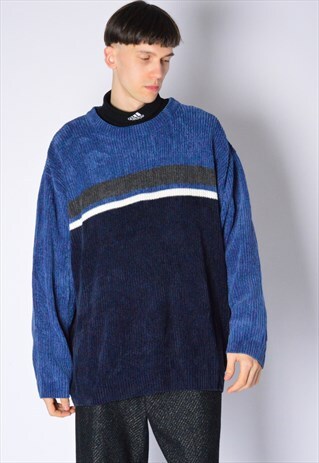 VINTAGE 90S GREY BLUE GRUNGE JUMPER