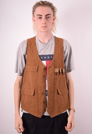 POLO RALPH LAUREN MENS VINTAGE GILET LARGE BROWN 90S