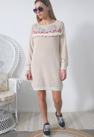 JUMPER DRESS SIZE S EMBROIDERY AND RHINESTONES