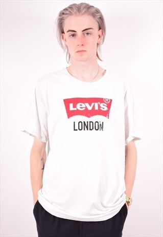 LEVI'S MENS VINTAGE T-SHIRT TOP XXL WHITE 90S