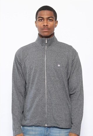 VINTAGE CHAMPION FULL ZIP LOGO SWEATSHIRT GREY