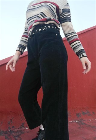 VINTAGE VELVET RIBBED TROUSERS.