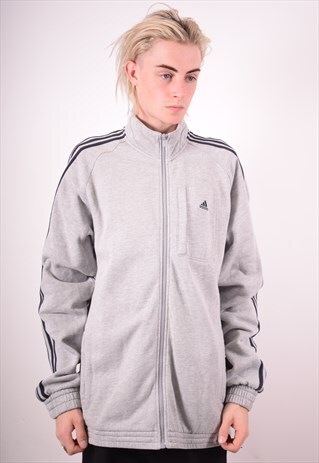 ADIDAS MENS VINTAGE TRACKSUIT TOP JACKET XXL GREY 90S