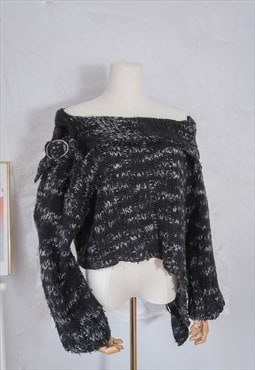 Grunge Cyber Oversize Off Shoulder Sweater