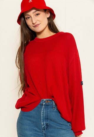 VINTAGE 80'S RED KNIT JUMPER