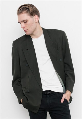 DARK GREEN DOUBLE-BREASTED JACKET