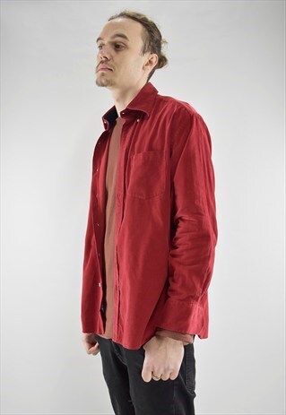 VINTAGE 90S TOMMY HILFIGER BRIGHT RED CORDUROY SHIRT
