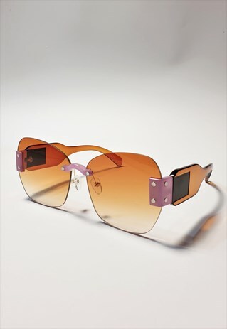 RIMLESS OVERSIZE SUNGLASSES IN TAN