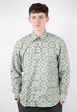 VINTAGE 70'S PATTERNED GREEN SHIRT