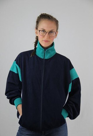 90'S VINTAGE TRACK JACKET NAVY TURQUOISE