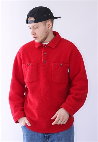 VINTAGE MENS STEPPIN OUT POLARTEC FLEECE OVERHEAD PULLOVER