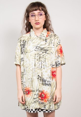 VINTAGE FLORAL PRINT OVERSIZED SHIRT