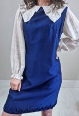 Vintage 60s Blue Pencil Shift Dress