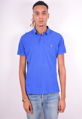 POLO RALPH LAUREN MENS VINTAGE POLO SHIRT LARGE BLUE 90'S