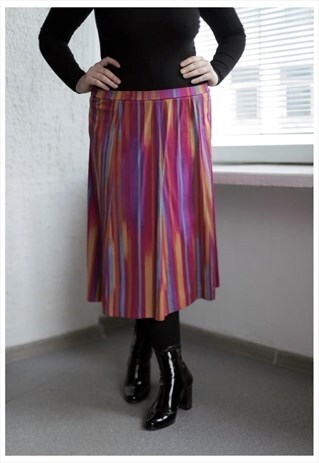 VINTAGE 80'S MIDI MULTICOLOR STRIPED SKIRT