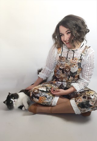 HANDMADE CAT DUNGAREES JUMPSUIT