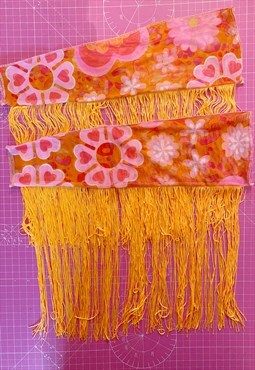 Printed fringed mesh festival sleeves