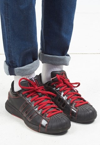 VINTAGE BLACK RED ADIDAS NBA LEATHER TRAINERS