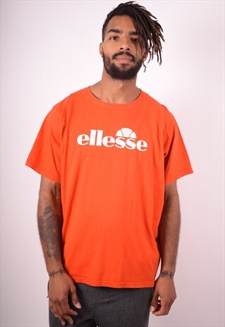 ELLESSE MENS VINTAGE T-SHIRT TOP XXL ORANGE 90S