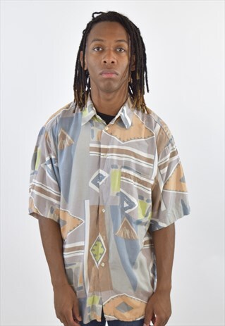 VINTAGE 90S MULTI COLOUR PATTERNED SUMMER SHIRT