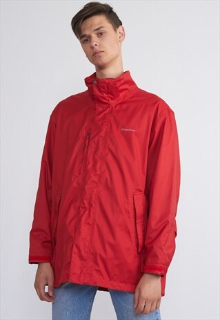 VINTAGE QUECHUA RAIN WINDBREAKER JACKET IN RED