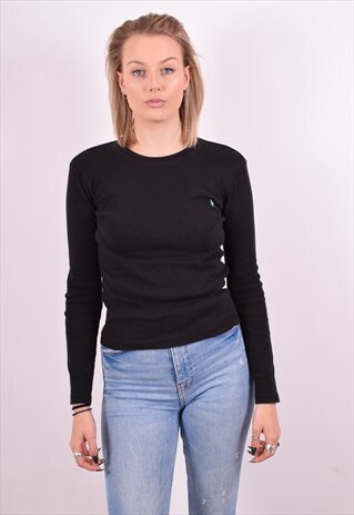RALPH LAUREN WOMENS VINTAGE TOP LONG SLEEVE XS BLACK 90S