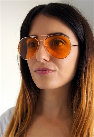 ORANGE AVIATOR SUNGLASSES