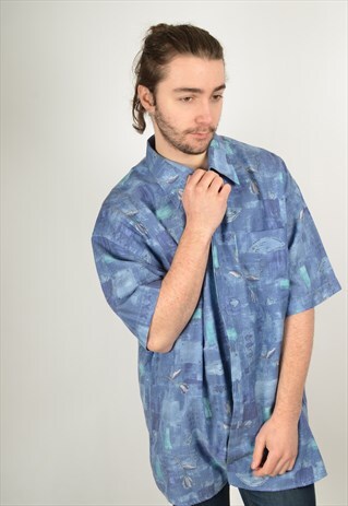 VINTAGE ABSTRACT CRAZY PATTERNED FESTIVAL SHIRT