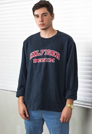 VINTAGE TOMMY HILFIGER SWEATSHIRT JUMPER LOGO 90S XL 19.2
