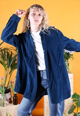 Vintage Corduroy Shirt in Blue with Long-sleeves