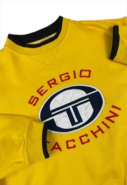 Sergio Tacchini Vintage 90s Yellow sweatshirt Embroidered 