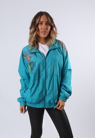 SHELL BOMBER JACKET PRINT OVERSIZED PATTERNED UK 14 (B6AD)