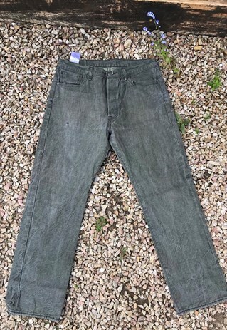 VINTAGE 90'S DARK GREEN BUTTON FLY LEVI 501 JEANS
