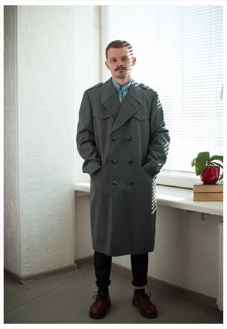 VINTAGE 70'S GREY GREEN MILITARY COAT