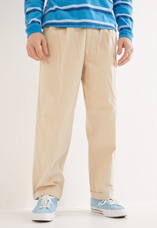 VINTAGE TOMMY HILFIGER STRAIGHT LEG TROUSERS BEIGE