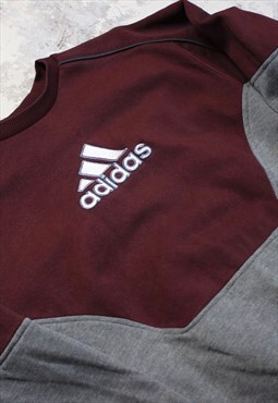 Adidas rework sweatshirt in grey and burgundy