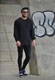 RETRO NEW PLAIN BLACK OVERSIZED LONG SLEEVE TSHIRT TOP