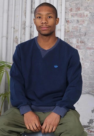 VINTAGE ADIDAS CHEST LOGO SWEATSHIRT NAVY BLUE