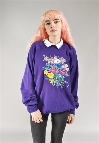 VINTAGE PURPLE FLORAL SWEATER