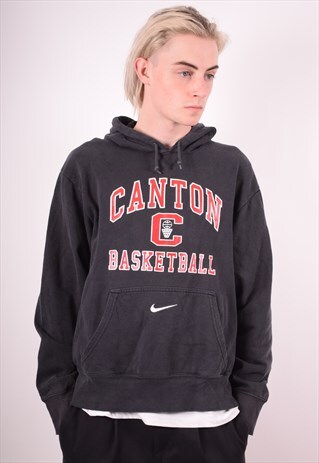 NIKE MENS VINTAGE CANTON HOODIE JUMPER MEDIUM BLACK 90S