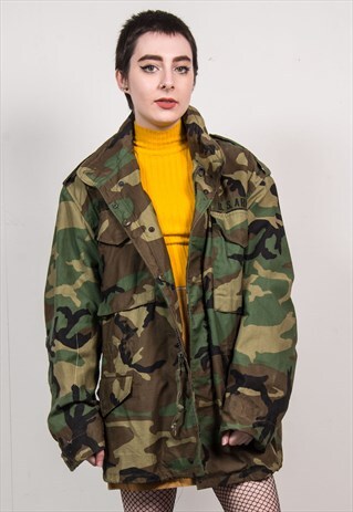 VINTAGE 90'S GREEN US ARMY CAMO JACKET